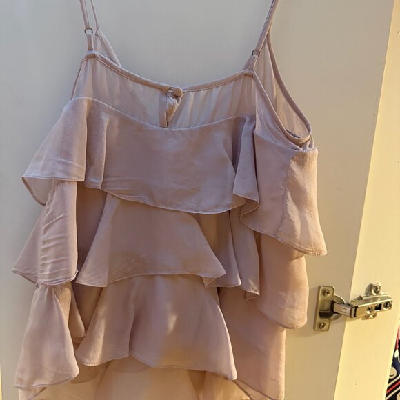 Rebecca Taylor ruffle chiffon blouse with rose - Picture 2 of 3